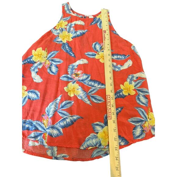 Old Navy Tank Top Small Hawaiian Floral Leaves Keyhole Summer Beach Lake House - Picture 7 of 8
